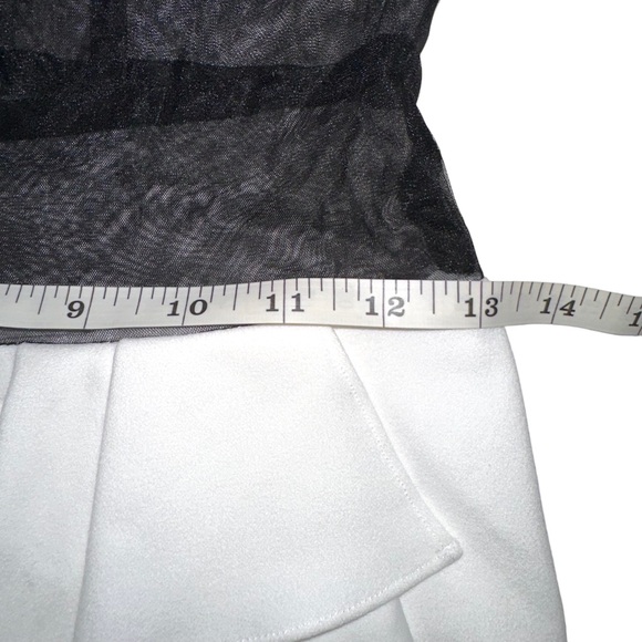 NWOT Dress The Population Black Mesh White Ruffled Midi Dress SMALL - Picture 5 of 7